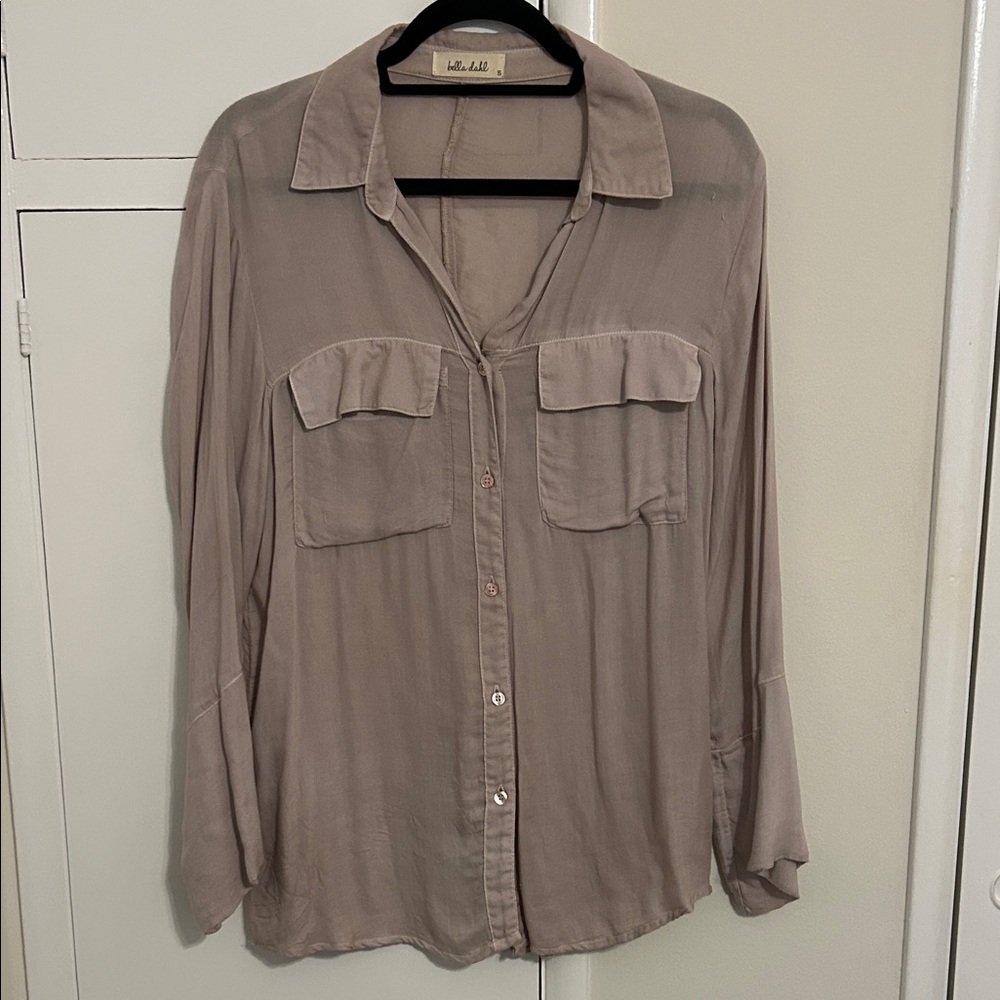 Bella Dahl Taupe Over Sized Blouse